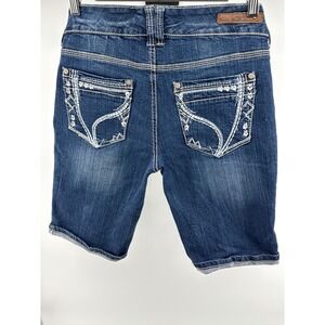 Ariya Jeans Women's Denim Shorts Blue Embellished Pockets Size 11 12